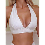 Strapless Solid Color Push-Up Bikini Top Swimwear