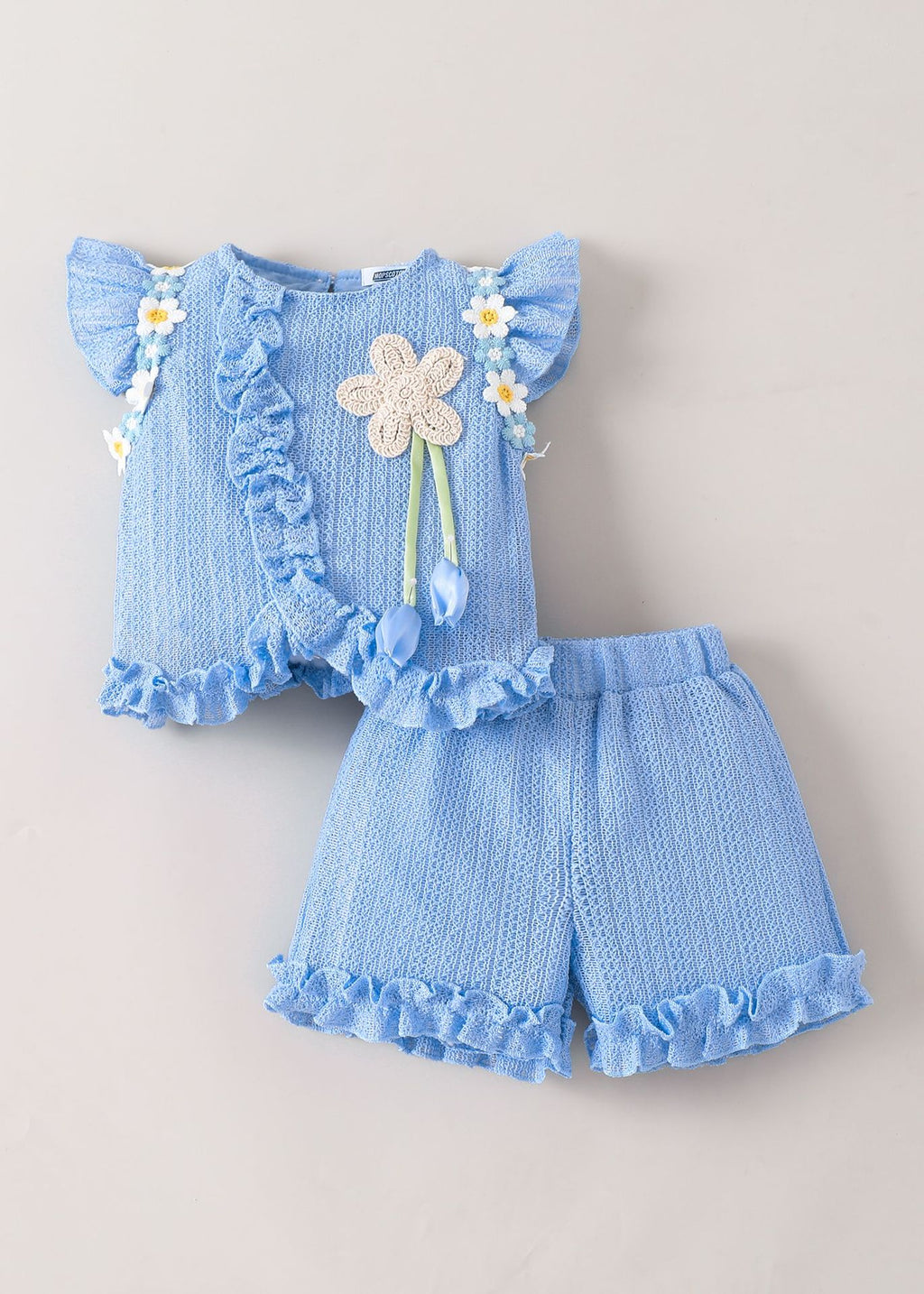 Sleeveless flower short sleeved shorts children's clothing set