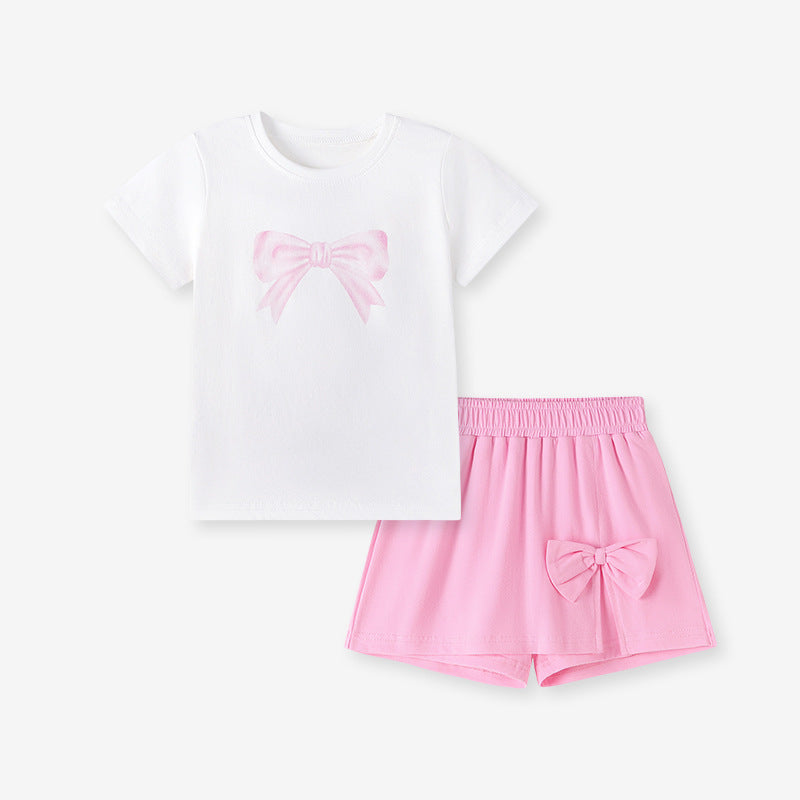 Summer Outfits Cute Bow Children's Clothing Set for Girls