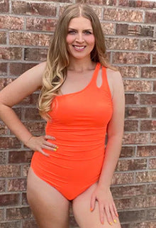 Single-Shoulder Bodysuit Swimwear for Women, Sexy Solid Color Backless Multiple Designs