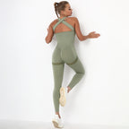 One Piece Rompers Yoga Set Women Gym Clothes Fitness Workout Set Seamless Pocket Leggings Sleeveless Sportswear Sports Suits