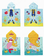 Children Cute Cartoon Hooded Cloak Beach Towel Animal Printed Microfiber Baby Boys Girls Kids Swimming Bath Towel  60X120cm