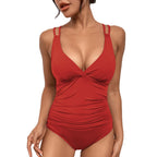 V-neck one-piece swimsuit for women