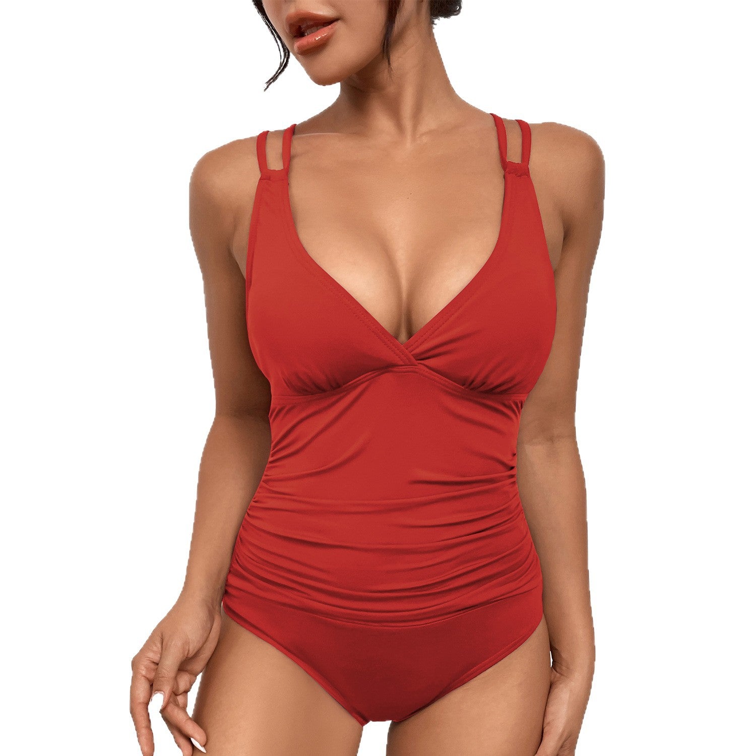 V-neck one-piece swimsuit for women