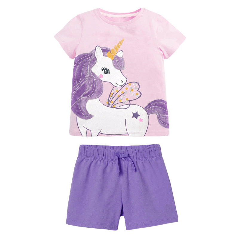 Kids Outfit Set Summer New Short Sleeve Children's Set Cotton Girl's Outfit
