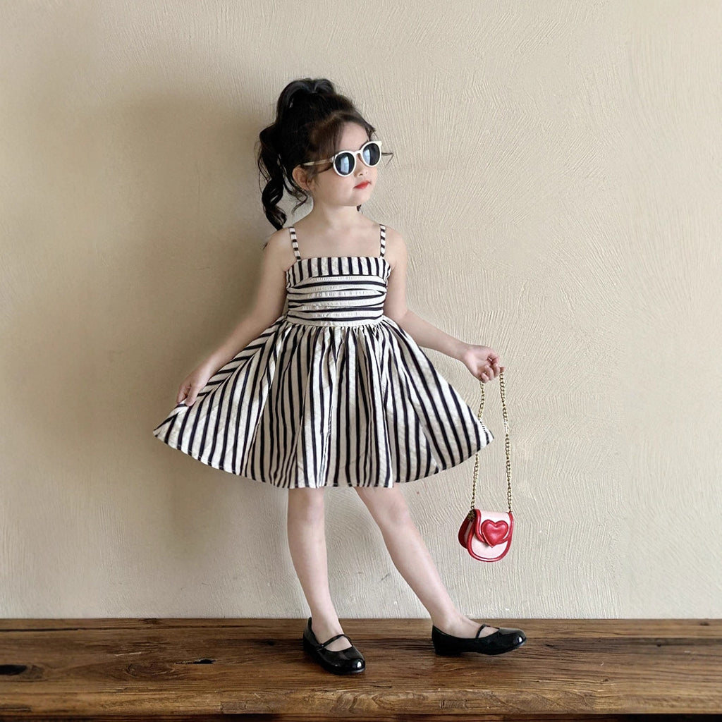 Girls' Summer Striped Sleeveless Dress Elegant Princess Dress for Toddler and Kids