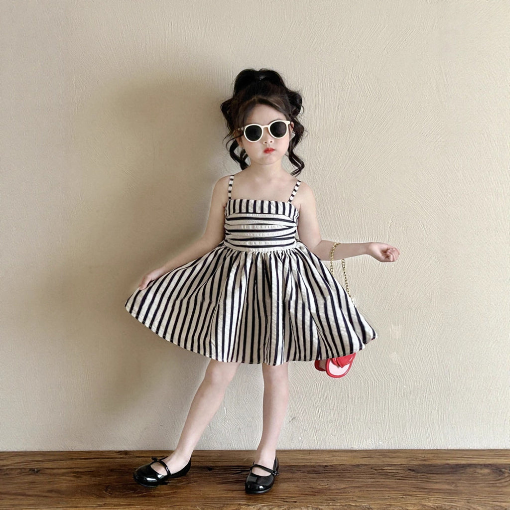 Girls' Summer Striped Sleeveless Dress Elegant Princess Dress for Toddler and Kids