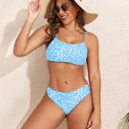 Leopard print split seaside vacation swimsuit