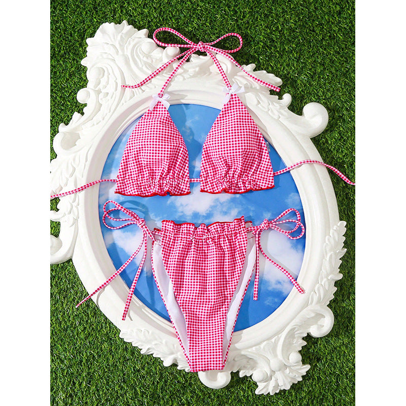 Cherry Kiss Gingham Bikini Set