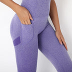 One Piece Rompers Yoga Set Women Gym Clothes Fitness Workout Set Seamless Pocket Leggings Sleeveless Sportswear Sports Suits