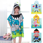Children Cute Cartoon Hooded Cloak Beach Towel Animal Printed Microfiber Baby Boys Girls Kids Swimming Bath Towel  60X120cm