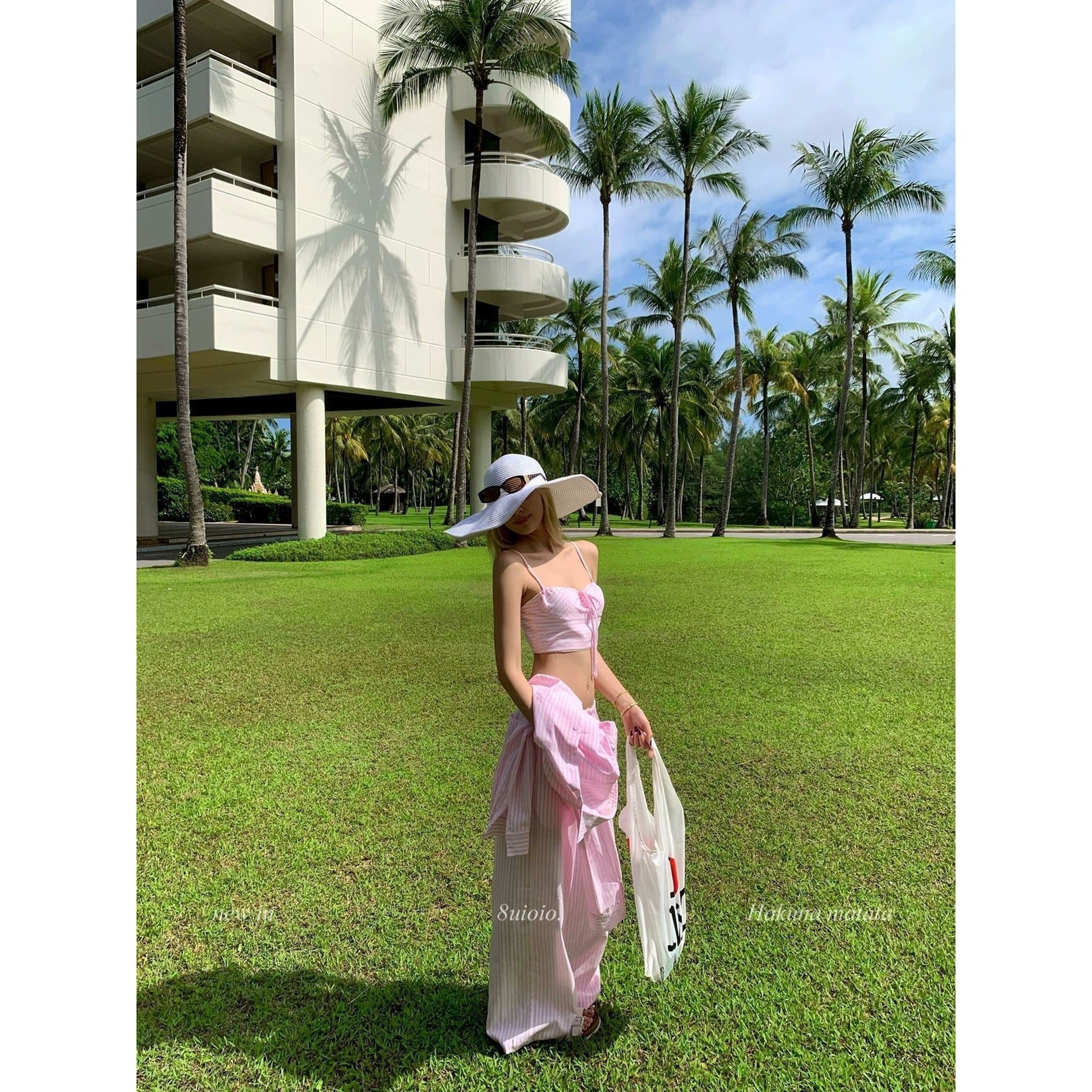 Pink Coconut Sea Stripe Set for Women Bikini Swimwear