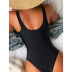Orange flower print shoulder strap for women one-piece swimsuit for women