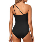 Single-Shoulder Bodysuit Swimwear for Women, Sexy Solid Color Backless Multiple Designs