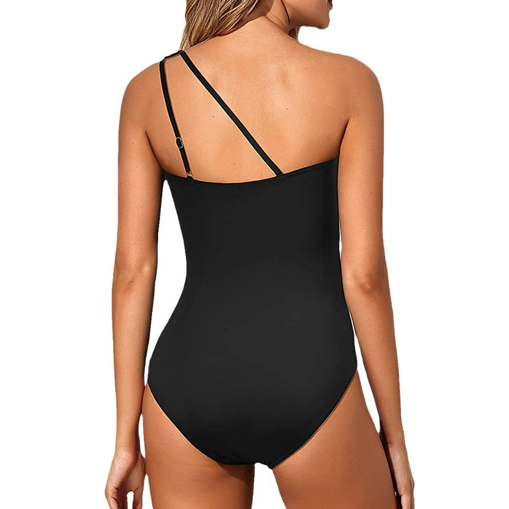 Single-Shoulder Bodysuit Swimwear for Women, Sexy Solid Color Backless Multiple Designs