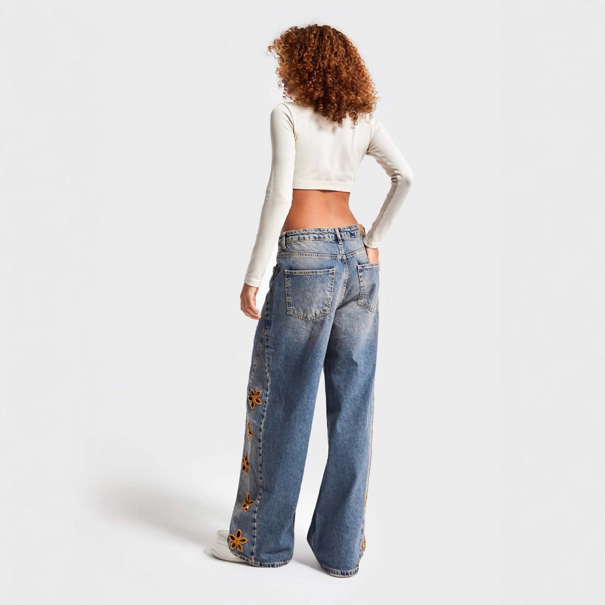 High waisted loose jeans for women