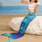 Mermaid Swimwear Set with Fish Tail for Kids, Bikini Style One-Piece Swim Suit for Girls
