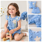 Sleeveless flower short sleeved shorts children's clothing set