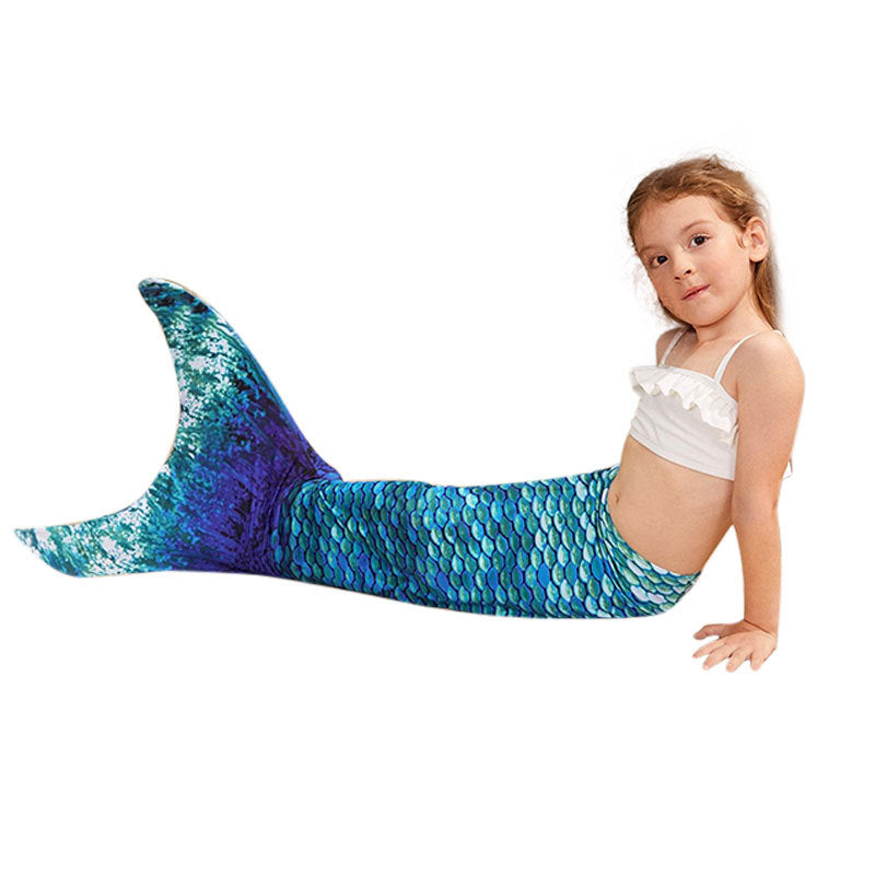 Mermaid Swimwear Set with Fish Tail for Kids, Bikini Style One-Piece Swim Suit for Girls