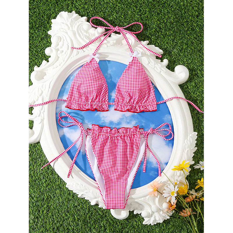 Cherry Kiss Gingham Bikini Set