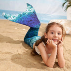 Mermaid Swimwear Set with Fish Tail for Kids, Bikini Style One-Piece Swim Suit for Girls