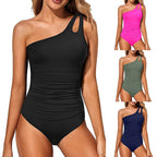 Single-Shoulder Bodysuit Swimwear for Women, Sexy Solid Color Backless Multiple Designs