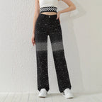 Jeans with Rhinestones Women High Waist Slimming Wide Leg Jeans  Jeans