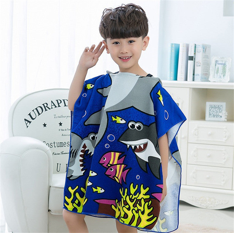 Children Cute Cartoon Hooded Cloak Beach Towel Animal Printed Microfiber Baby Boys Girls Kids Swimming Bath Towel  60X120cm