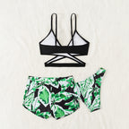 Three-Piece Swimwear Set, Printed Bikini for Girls, Children's Swimwear for Export
