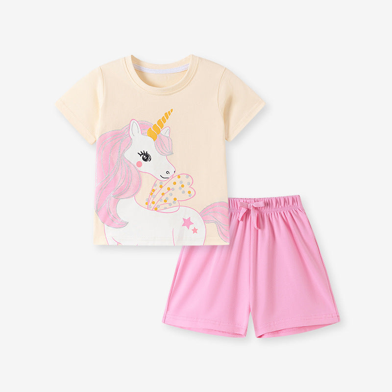 Kids Outfit Set Summer New Short Sleeve Children's Set Cotton Girl's Outfit