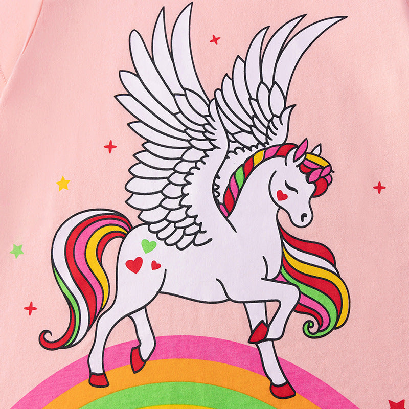 Summer New Cartoon Girls' Outfit SetChildren's Clothing Set, Cute Baby Kids Wear