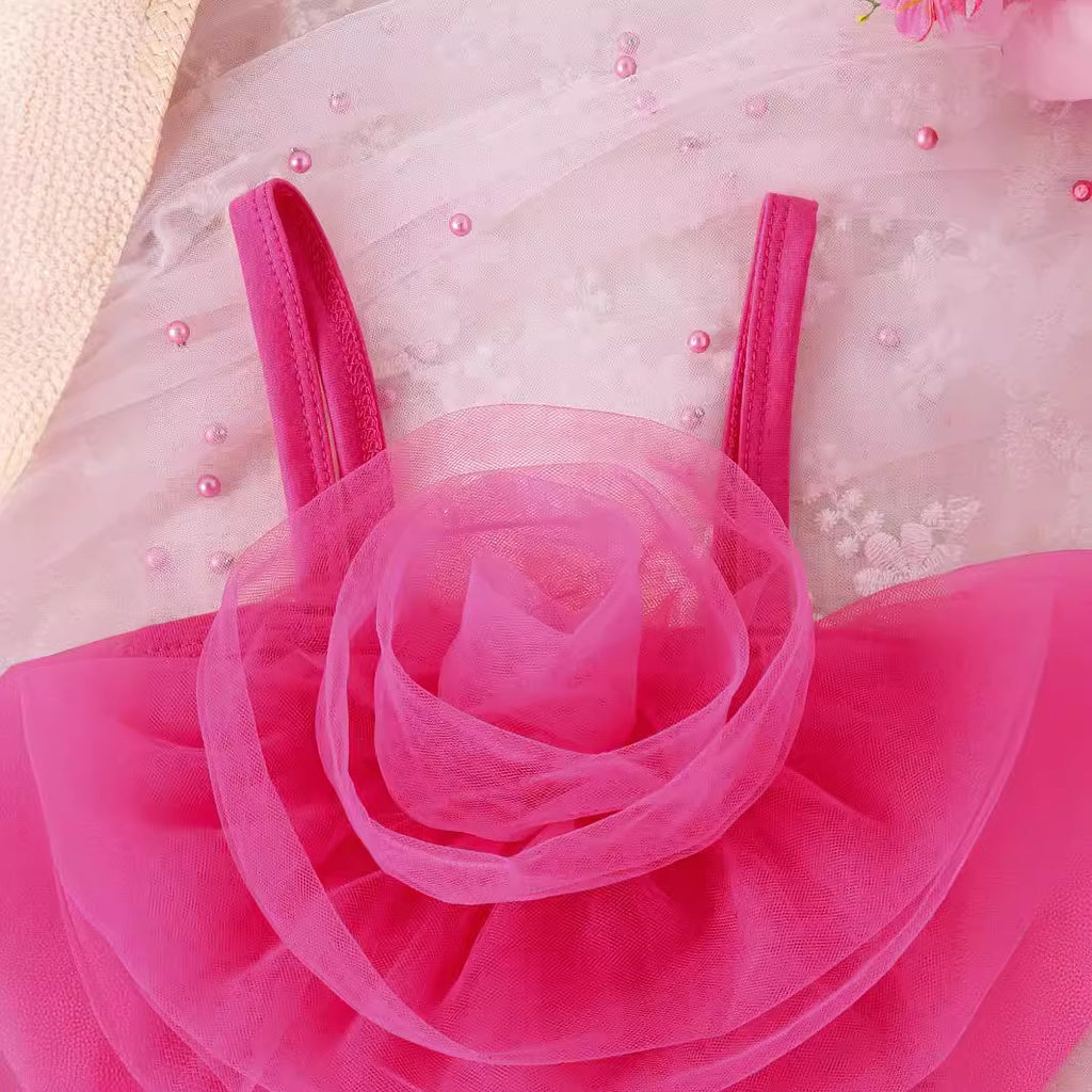 Flower top bow pants skirt set