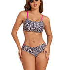 Leopard print split seaside vacation swimsuit