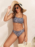 Leopard print split seaside vacation swimsuit