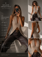Higher Frequency™ Riviera Knit Halter Top – Sand