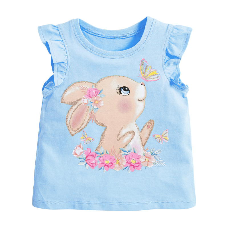 Children's Clothing Summer New Arrival Girls' Knitted Cute Cotton Basic Tee