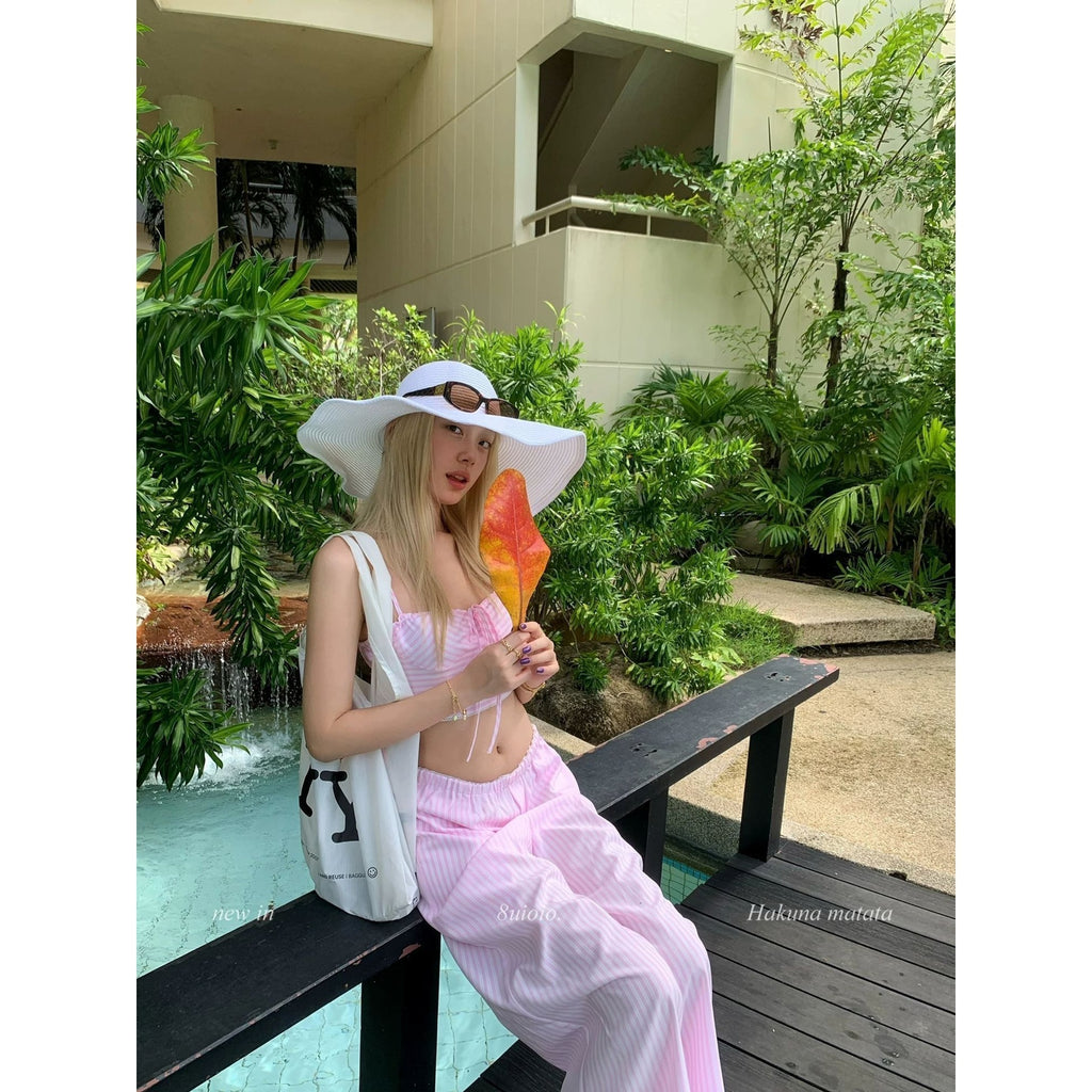 Pink Coconut Sea Stripe Set for Women Bikini Swimwear
