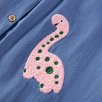 Girls' Short Sleeve Denim Dress Summer Kids Dress with Applique Cartoon Fashion Children's Dress