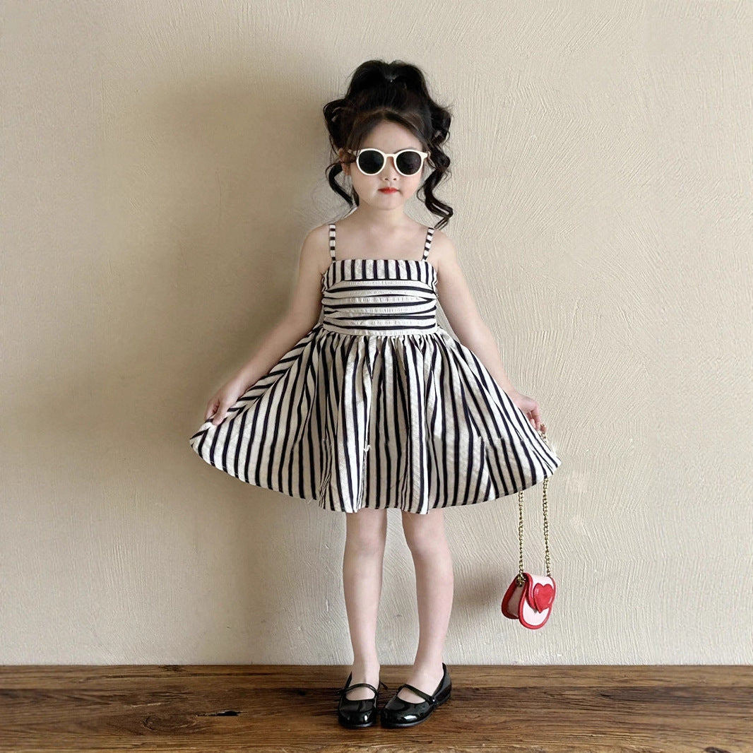 Girls' Summer Striped Sleeveless Dress Elegant Princess Dress for Toddler and Kids