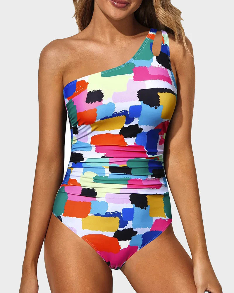 Single-Shoulder Bodysuit Swimwear for Women, Sexy Solid Color Backless Multiple Designs