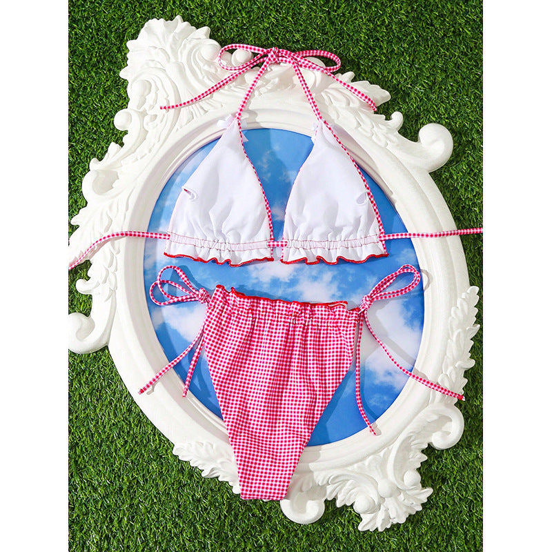 Cherry Kiss Gingham Bikini Set