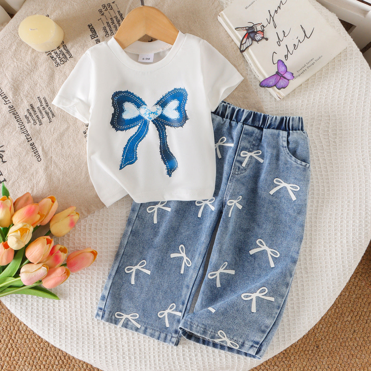 Top and jeans two-piece set