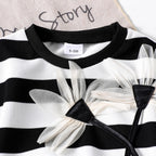Striped long sleeved flared pants two-piece set