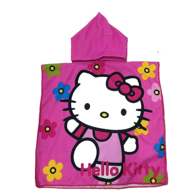 Children Cute Cartoon Hooded Cloak Beach Towel Animal Printed Microfiber Baby Boys Girls Kids Swimming Bath Towel  60X120cm