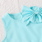 Bow top pleated skirt set