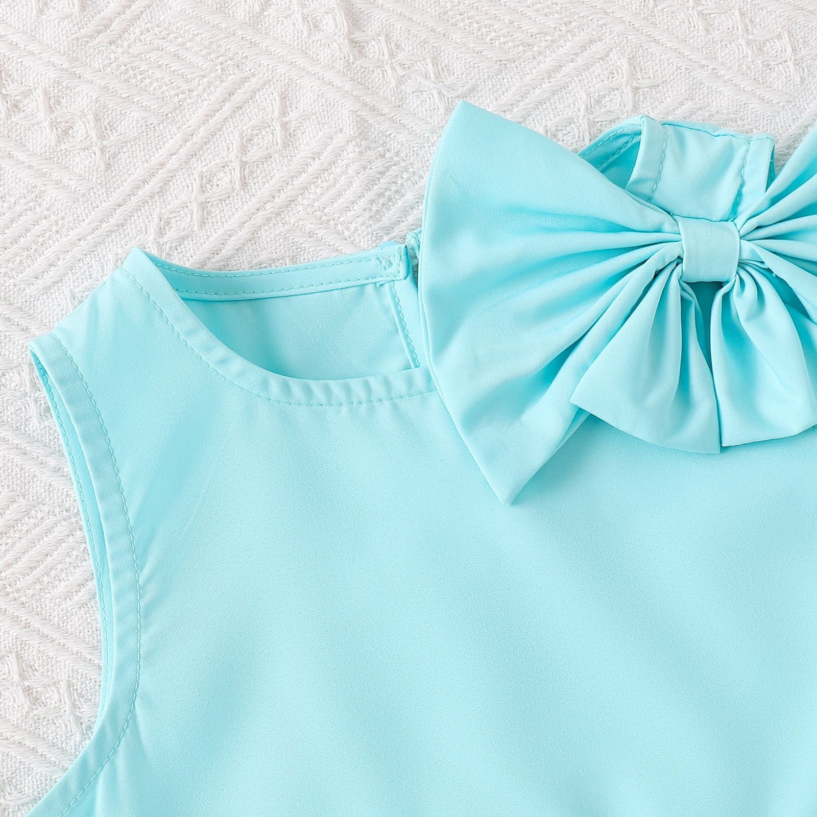 Bow top pleated skirt set