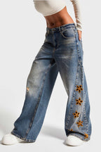 High waisted loose jeans for women
