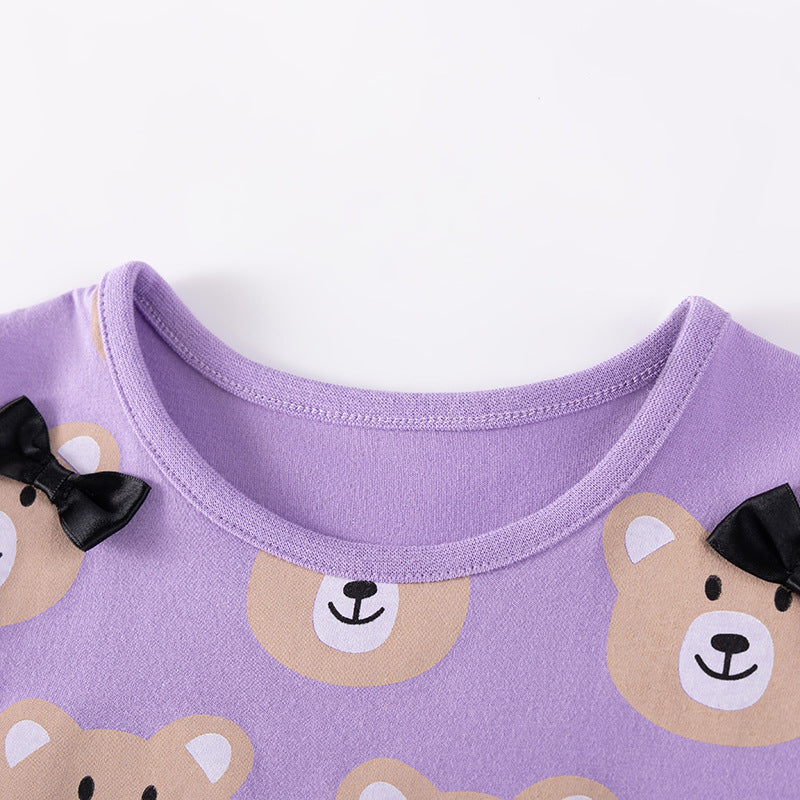Cute Cartoon Kids Summer Short Sleeve Outfits for Girls, Children's Clothing Set