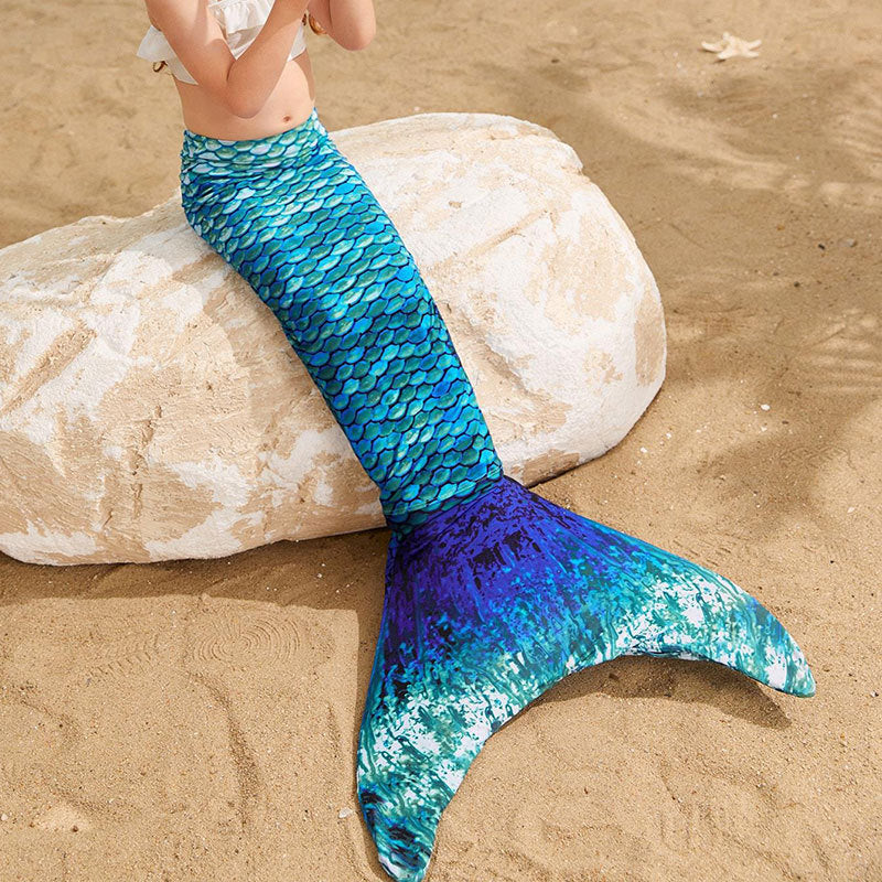Mermaid Swimwear Set with Fish Tail for Kids, Bikini Style One-Piece Swim Suit for Girls