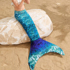 Mermaid Swimwear Set with Fish Tail for Kids, Bikini Style One-Piece Swim Suit for Girls